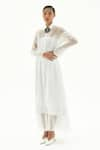 Buy_Corpora Studio_White Organza Cotton Embroidery Shirt Collar Dress  _at_Aza_Fashions