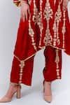 Daljit Sudan Red German Satin And Georgette Tilla & Aari Embroidered Phiran Kurta Pant Set at Aza Fashions Daljit Sudan_Red German Satin And Georgette Tilla & Aari Embroidered Phiran Kurta Pant Set _at_Aza_Fashions