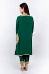Shop Daljit Sudan Green Crepe And Organza Tilla V Neck Embroidered Phiran Kurta Pant Set at Aza Fashions Shop_Daljit Sudan_Green Crepe And Organza Tilla V Neck Embroidered Phiran Kurta Pant Set _at_Aza_Fashions