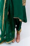 Shop Daljit Sudan Green Crepe And Organza Tilla V Neck Embroidered Phiran Kurta Pant Set Online at Aza Fashions Shop_Daljit Sudan_Green Crepe And Organza Tilla V Neck Embroidered Phiran Kurta Pant Set _Online_at_Aza_Fashions