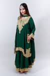 Buy Daljit Sudan Green Crepe And Taby Silk Thread Notched Embroidered Phiran Kurta Sharara Set at Aza Fashions Buy_Daljit Sudan_Green Crepe And Taby Silk Thread Notched Embroidered Phiran Kurta Sharara Set _at_Aza_Fashions