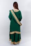 Shop Daljit Sudan Green Crepe And Taby Silk Thread Notched Embroidered Phiran Kurta Sharara Set at Aza Fashions Shop_Daljit Sudan_Green Crepe And Taby Silk Thread Notched Embroidered Phiran Kurta Sharara Set _at_Aza_Fashions