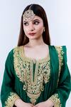 Buy Daljit Sudan Green Crepe And Taby Silk Thread Notched Embroidered Phiran Kurta Sharara Set Online at Aza Fashions Buy_Daljit Sudan_Green Crepe And Taby Silk Thread Notched Embroidered Phiran Kurta Sharara Set _Online_at_Aza_Fashions