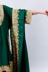 Shop Daljit Sudan Green Crepe And Taby Silk Thread Notched Embroidered Phiran Kurta Sharara Set Online at Aza Fashions Shop_Daljit Sudan_Green Crepe And Taby Silk Thread Notched Embroidered Phiran Kurta Sharara Set _Online_at_Aza_Fashions