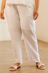 Buy_House of Her_Ivory Crinkled Cotton Seashell High Waist Pant_Online_at_Aza_Fashions