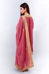 Shop Daljit Sudan Pink Crepe And Georgette Tilla Notched Embroidered Phiran Kurta Pant Set at Aza Fashions Shop_Daljit Sudan_Pink Crepe And Georgette Tilla Notched Embroidered Phiran Kurta Pant Set _at_Aza_Fashions