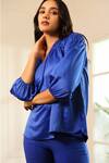 House Of Her_Blue Twilight Fall Collar Top _Online_at_Aza_Fashions