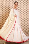 Nikasha_White Raw Silk, Crush Cotton, Jamdani Floral, Godet Embroidered Lehenga Set _Online_at_Aza_Fashions