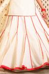 Nikasha_White Raw Silk, Crush Cotton, Jamdani Floral, Godet Embroidered Lehenga Set _at_Aza_Fashions
