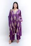 Daljit Sudan Purple German Satin And Georgette Tilla & Aari Embroidered Phiran Kurta Pant Set Online at Aza Fashions Daljit Sudan_Purple German Satin And Georgette Tilla & Aari Embroidered Phiran Kurta Pant Set _Online_at_Aza_Fashions