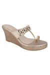Buy Signature Sole Gold Embellished Wedges at Aza Fashions Buy_Signature Sole_Gold Embellished Wedges_at_Aza_Fashions