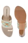 Shop_Signature Sole_Blue Embroidered Toe-ring Block Heels_at_Aza_Fashions