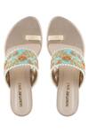 Buy_Signature Sole_Blue Embroidered Toe-ring Block Heels_Online_at_Aza_Fashions