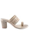 Signature Sole_Gold Embroidered Block Heels_Online_at_Aza_Fashions