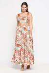Buy_So Us By Sougatpaul_Multi Color Cotton Twill Square Neck Printed Top And Skirt Set _Online_at_Aza_Fashions