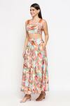 Shop_So Us By Sougatpaul_Multi Color Cotton Twill Square Neck Printed Top And Skirt Set _Online_at_Aza_Fashions