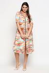 Buy_So Us By Sougatpaul_Multi Color Cotton Twill Lapel Collar Printed Jacket Dress _at_Aza_Fashions