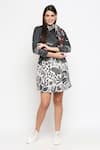 Buy_So Us By Sougatpaul_Black Cotton Twill Lapel Collar Overlap Printed Jacket Dress _Online_at_Aza_Fashions