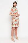 So Us By Sougatpaul_Multi Color Cotton Twill Embroidery Stand Asymmetric Kurta And Pant Set  _Online_at_Aza_Fashions