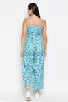 Shop_So Us By Sougatpaul_Blue Cotton Twill Square Neck Animal Print Jumpsuit _at_Aza_Fashions