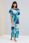 Scarlet Sage_Blue Polyester Mirabelle Printed Top And Pant Set_Online_at_Aza_Fashions