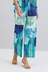 Scarlet Sage_Blue Polyester Mirabelle Printed Top And Pant Set_at_Aza_Fashions