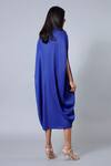 Shop_Scarlet Sage_Blue Polyester Giselle Draped Shift Dress_at_Aza_Fashions