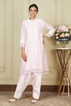 Sheetal Batra_Pink Kurta Silk Chanderi Salwar Glazed Cotton Ryhana A-line Embroidered Set_Online_at_Aza_Fashions