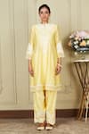 Sheetal Batra_Yellow Kurta Silk Chanderi Salwar Glazed Cotton Ruzena Embroidered Set_Online_at_Aza_Fashions
