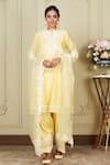 Buy_Sheetal Batra_Yellow Kurta Silk Chanderi Salwar Glazed Cotton Ruzena Embroidered Set_Online_at_Aza_Fashions