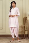 Buy_Sheetal Batra_Pink Kurta Silk Chanderi Dhoti Pant Bamberg Satin Embroidered Ayika And Set _at_Aza_Fashions