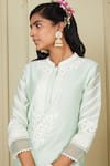Shop_Sheetal Batra_Green Kurta Silk Chanderi Dhoti Pant Bamberg Satin Ayika Embroidered And Set _at_Aza_Fashions