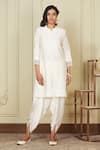 Buy_Sheetal Batra_White Kurta Silk Chanderi Dhoti Pant Bamberg Satin Ayanna And Set _at_Aza_Fashions