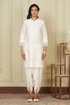 Sheetal Batra_White Kurta Silk Chanderi Dhoti Pant Bamberg Satin Ayanna And Set _Online_at_Aza_Fashions