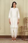 Sheetal Batra White Silk Chanderi Dhoti Pant Bamberg Satin Dori Work Ayika Kurta And Set Online at Aza Fashions Sheetal Batra_White Silk Chanderi Dhoti Pant Bamberg Satin Dori Work Ayika Kurta And Set_Online_at_Aza_Fashions