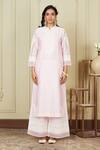 Sheetal Batra_Pink Kurta Silk Chanderi Palazzo Cambric Banafsha Straight And Set _Online_at_Aza_Fashions