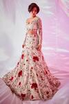 Buy_Shriya Som_White Floral Embroidered Lehenga Set_at_Aza_Fashions