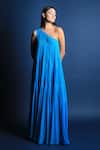 Swatee Singh_Blue Georgette One Shoulder Gown _Online_at_Aza_Fashions