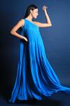 Buy_Swatee Singh_Blue Georgette One Shoulder Gown _at_Aza_Fashions