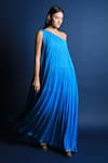 Buy_Swatee Singh_Blue Georgette One Shoulder Gown _Online_at_Aza_Fashions