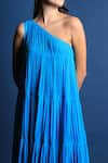 Swatee Singh_Blue Georgette One Shoulder Gown _at_Aza_Fashions