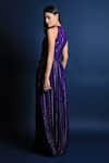 Shop_Swatee Singh_Purple Georgette Woven Halter Neck Gown _at_Aza_Fashions