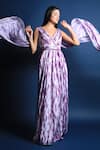 Buy_Swatee Singh_Purple Heavy Crepe Tie And Dye V Neck & Gown _at_Aza_Fashions