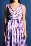Swatee Singh_Purple Heavy Crepe Tie And Dye V Neck & Gown _at_Aza_Fashions