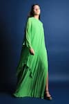 Swatee Singh_Green Georgette Round Cape Style Gown_Online_at_Aza_Fashions