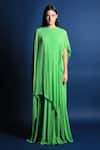 Buy_Swatee Singh_Green Georgette Round Cape Style Gown_Online_at_Aza_Fashions