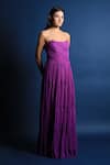 Buy_Swatee Singh_Purple Georgette Straight Strapless Gown _at_Aza_Fashions