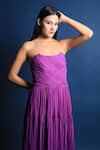 Swatee Singh_Purple Georgette Straight Strapless Gown _Online_at_Aza_Fashions