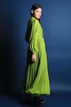 Shop Swatee Singh Green Georgette Bow Puff Sleeves Maxi Dress Online at Aza Fashions Shop_Swatee Singh_Green Georgette Bow Puff Sleeves Maxi Dress _Online_at_Aza_Fashions