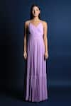 Buy_Swatee Singh_Purple Georgette V Neck Strappy Gown _Online_at_Aza_Fashions